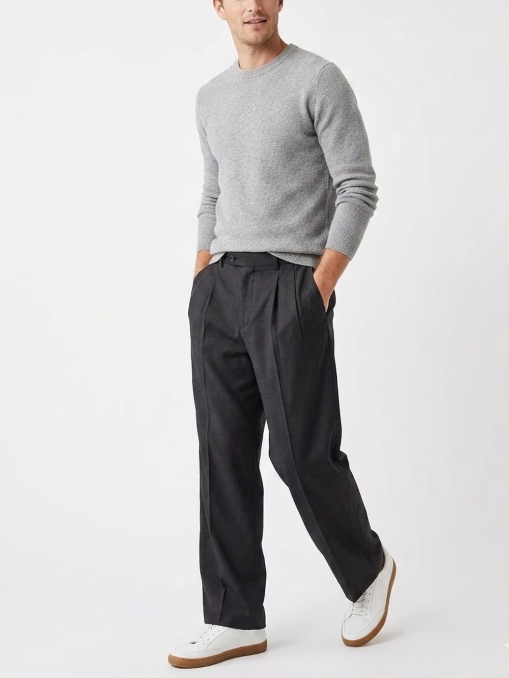 Men Black Pleated Dress Trousers 164 work, formal office business casual trendy